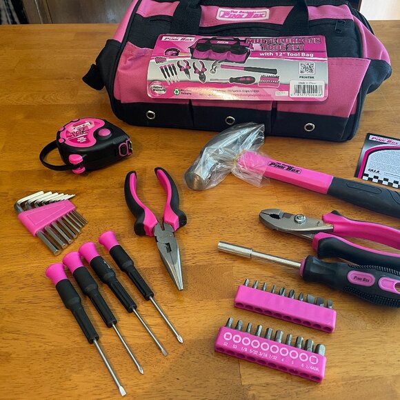 The Original Pink Box multi-purpose tool set with 12 inch tool bag - Picture 2 of 9